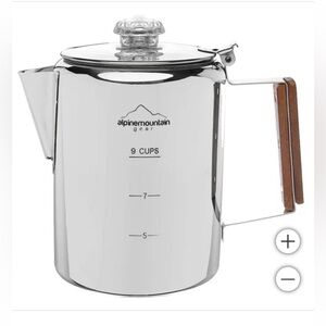 NWT Alpine Mountain Gear 9-cup Silver Stainless Steel Coffee Percolator